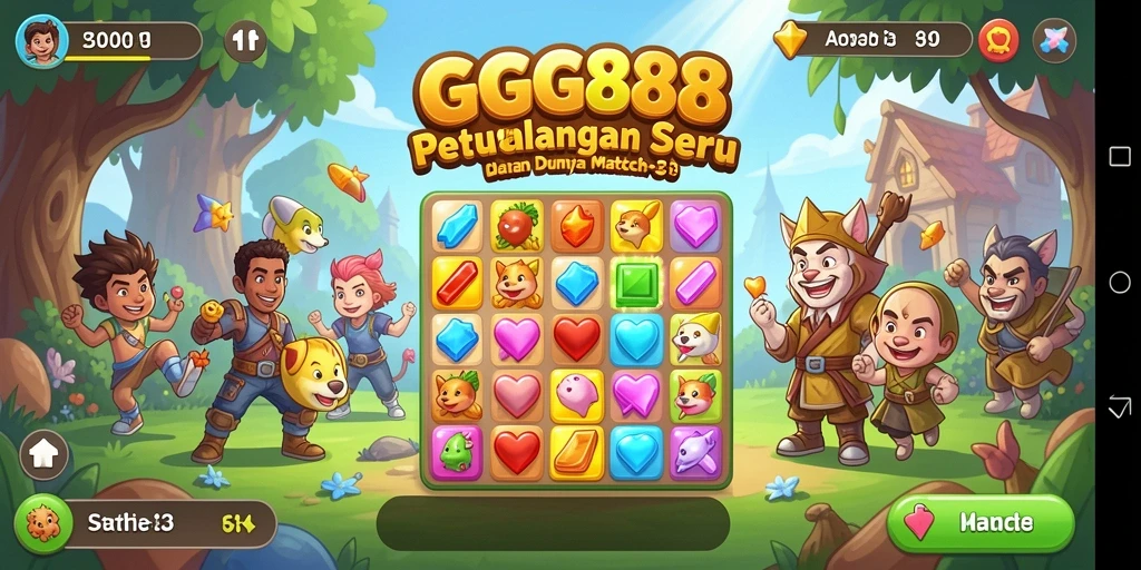 Screenshot gameplay GGG888 dengan elemen Match-3 yang menarik.
