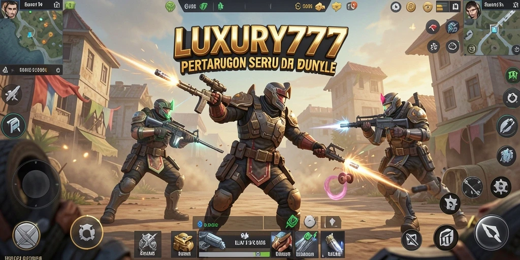 Screenshot LUXURY777 menampilkan aksi seru gameplay Battle Royale.