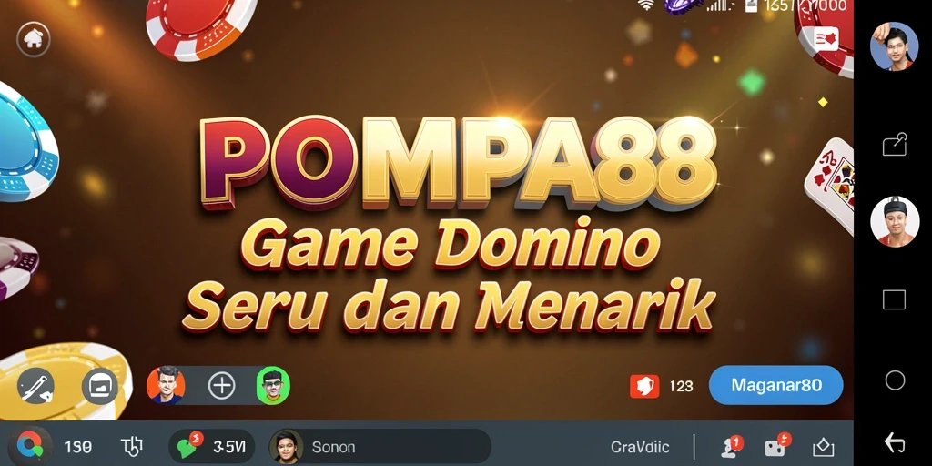 Tampilan gameplay POMPA88 dengan suasana permainan domino yang seru.