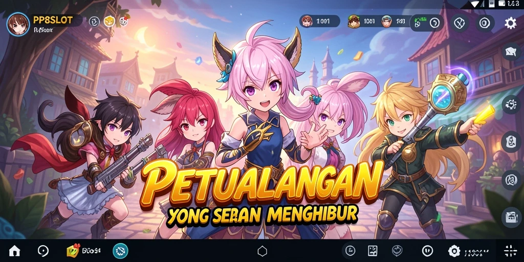 Tampilan gameplay seru dengan karakter anime yang menawan.