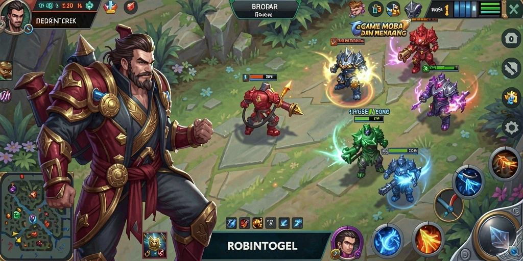 Tampilan gameplay seru dalam pertempuran tim di ROBINTOGEL.