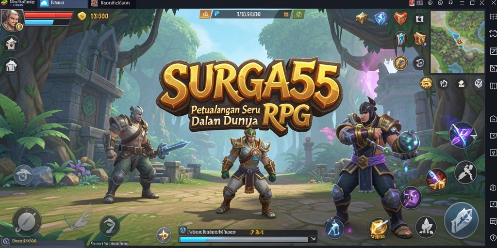 Tampilan gameplay seru di dalam SURGA55 yang menunjukkan pertarungan epik.