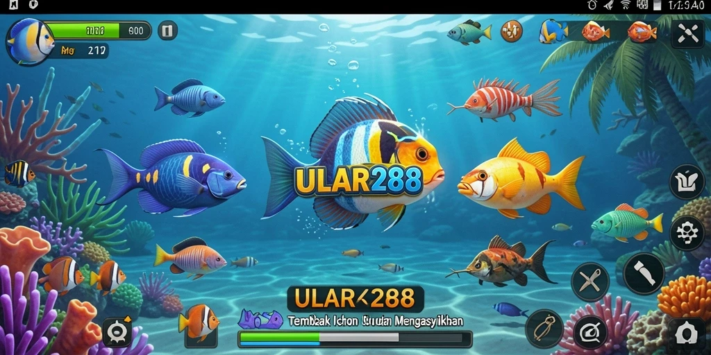 Tampilan dinamis dari gameplay Tembak Ikan ULAR288 yang seru.
